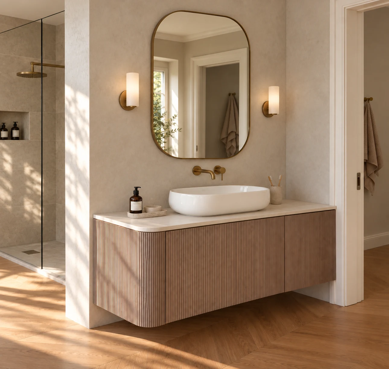 Mobile bagno su misura curvo